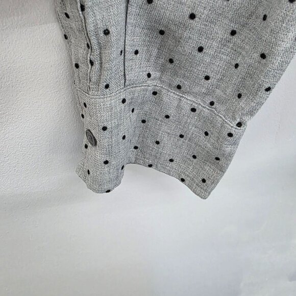 LOFT Womens L Gray Polka Dot Button Front Blouse Long Sleeve Collared Work Top - Picture 9 of 15